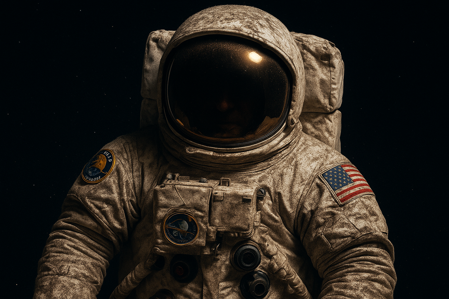 Lunar surface showing electrostatically charged dust particles
